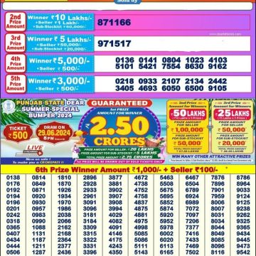 Punjab State Dear 200 monthly lottery result