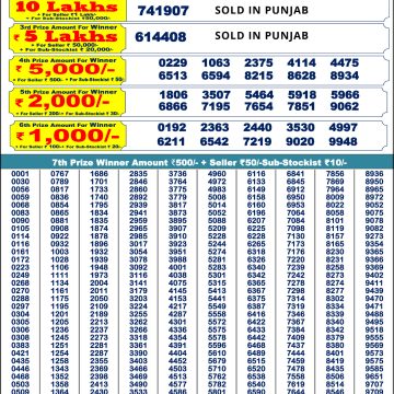 Punjab state dear 200 monthly lottery 8pm result